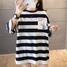 harajuku Women Striped Oversize Tshirt Chic Fashion 90s full Sleeve Loose T-shirts Female Casual Tops Clothes Streetwear T shirt