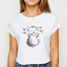 New T-shirt Female Hedgehog with Dandelion Tshirt Loose Spring Summer Tee shirt Easy Matching  женская Round Neck T-shirts