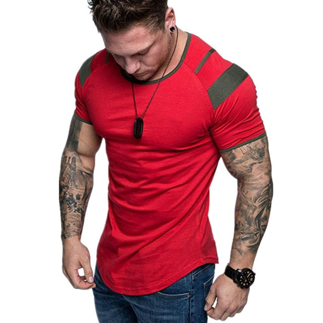 Short Sleeve Zipper Shoulder Streetwear Hip Hop Summer T Shirt Men Longline Curved Hem Tshirt Slim Funny T-Shirt Plus Size M-3XL