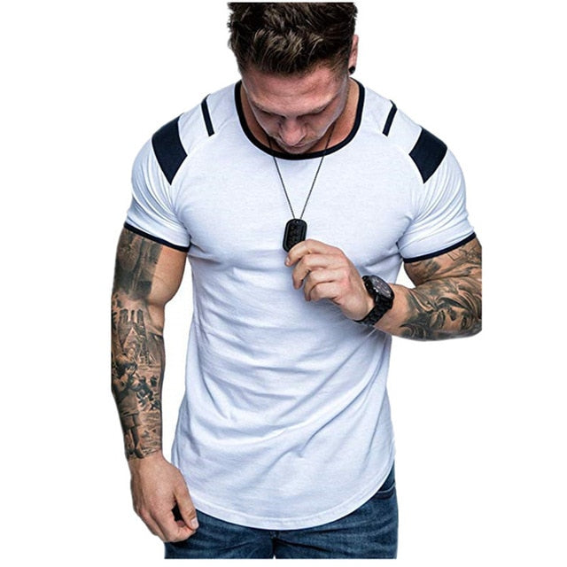 Short Sleeve Zipper Shoulder Streetwear Hip Hop Summer T Shirt Men Longline Curved Hem Tshirt Slim Funny T-Shirt Plus Size M-3XL
