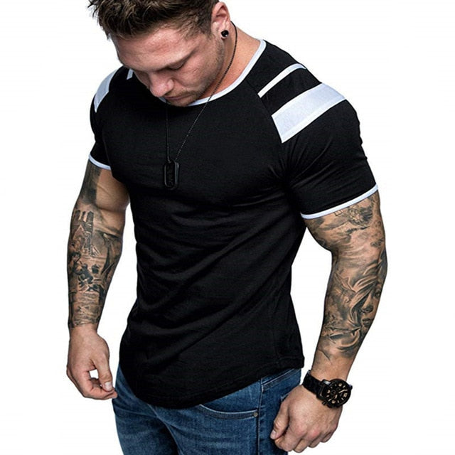 Short Sleeve Zipper Shoulder Streetwear Hip Hop Summer T Shirt Men Longline Curved Hem Tshirt Slim Funny T-Shirt Plus Size M-3XL