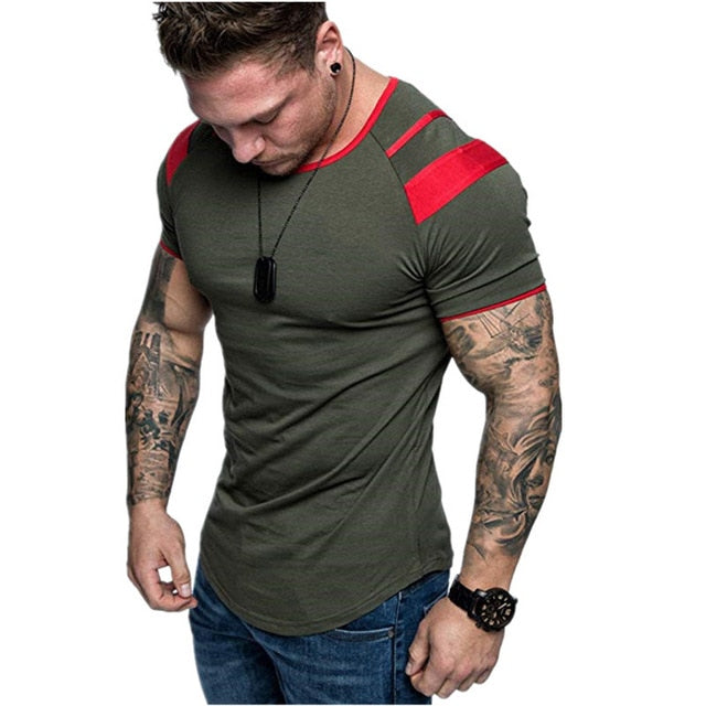Short Sleeve Zipper Shoulder Streetwear Hip Hop Summer T Shirt Men Longline Curved Hem Tshirt Slim Funny T-Shirt Plus Size M-3XL
