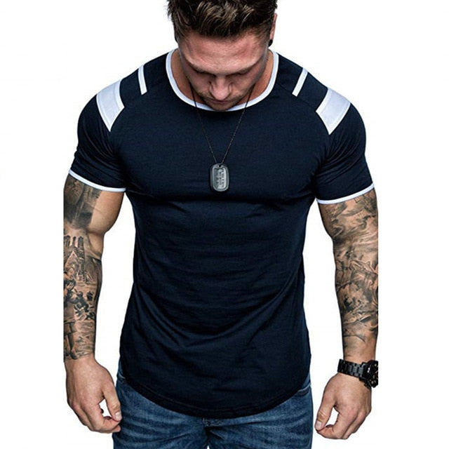 Short Sleeve Zipper Shoulder Streetwear Hip Hop Summer T Shirt Men Longline Curved Hem Tshirt Slim Funny T-Shirt Plus Size M-3XL