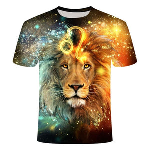 2020 New 3D Lion T-shirt Men's Animal T-shirt Cool 3D Style Pattern 3DT Shirt Summer Trend Short Sleeve