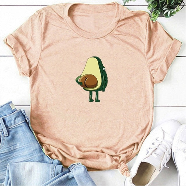 Women Graphic T shirts  Fashion T-shirts 2020 Polyester Funny Print Avocado frog Tees Short Sleeve Tshirts Girls Gift Tops