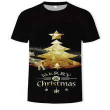 Christmas 3D printing fashion men's and women's short-sleeved T-shirt soft material outdoor casual loose men's T-shirt