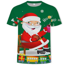 Christmas 3D printing fashion men's and women's short-sleeved T-shirt soft material outdoor casual loose men's T-shirt