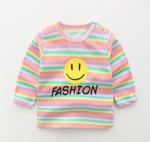 2020 New Baby Children's Clothing Cotton Long-sleeved T-shirt Korean Version Cute Tops Tee Underwear Soft Casual Bottoming Shirt