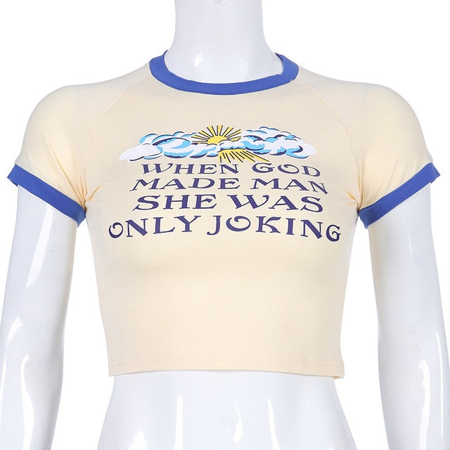 Women Letter Print Femme Sexy Short Sleeve T Shirt Cute Candy Color Mujer Summer O-Neck Crop Top Streetwear