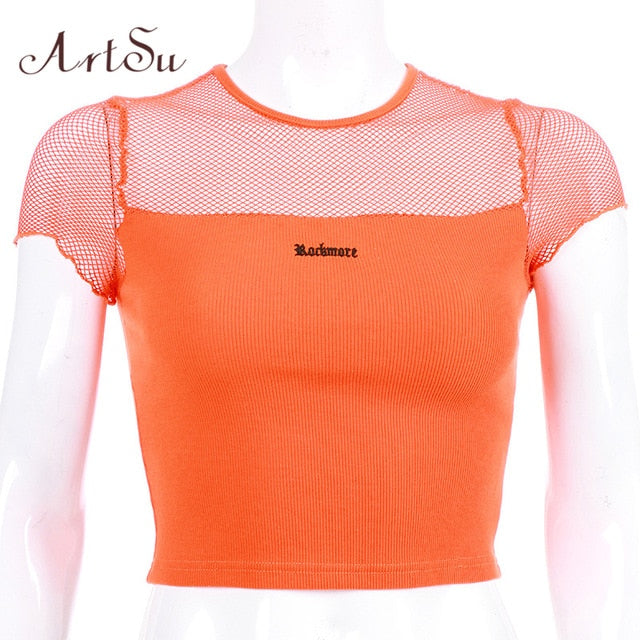 Women Letter Print Femme Sexy Short Sleeve T Shirt Cute Candy Color Mujer Summer O-Neck Crop Top Streetwear