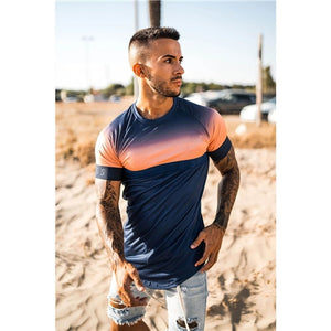 2020 new brand men's stylish cool T-shirt, men's casual style striped hip-hop short sleeve street element printed top, wholesale