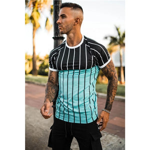 2020 new brand men's stylish cool T-shirt, men's casual style striped hip-hop short sleeve street element printed top, wholesale