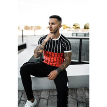 2020 new brand men's stylish cool T-shirt, men's casual style striped hip-hop short sleeve street element printed top, wholesale