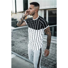 2020 new brand men's stylish cool T-shirt, men's casual style striped hip-hop short sleeve street element printed top, wholesale