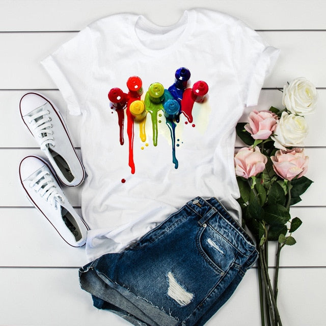 Women 2020 3D Print 90s Vogue Fashion Tops Tumblr Tshirts T Clothes Shirt Womens Ladies Graphic Female Tee T-Shirt Clothing