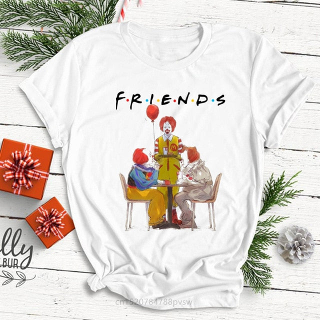 Women Horror Friends Michael Myers Jason Voorhees Halloween T Shirt Female Harajuku Summer T-shirt Fashion Top Tees
