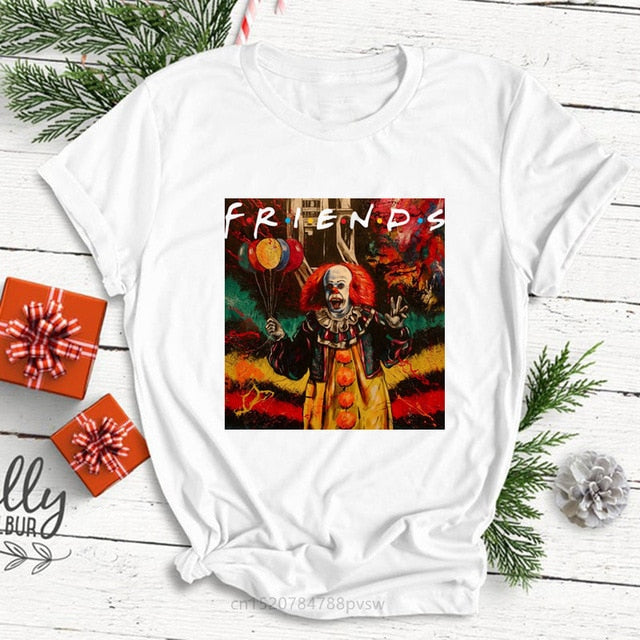 Women Horror Friends Michael Myers Jason Voorhees Halloween T Shirt Female Harajuku Summer T-shirt Fashion Top Tees