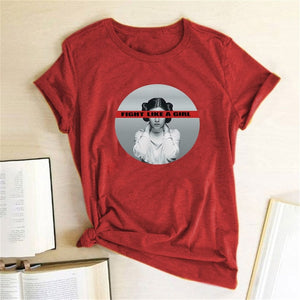 Leia T Shirt Fight Like A Girl Print Feminist T Shirt Women Short Sleeve Round Neck Harajuku Graphic Tees Women 2020 Clothes Top