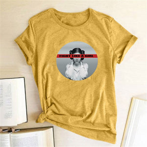 Leia T Shirt Fight Like A Girl Print Feminist T Shirt Women Short Sleeve Round Neck Harajuku Graphic Tees Women 2020 Clothes Top