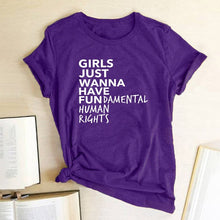 Feminist Feminism T Shirt Girls Just Wanna Have Fundamental Human Rights Letter Print T Shirt Women Short Sleeve Summer Tops Tee