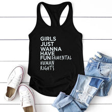 Feminist Feminism T Shirt Girls Just Wanna Have Fundamental Human Rights Letter Print T Shirt Women Short Sleeve Summer Tops Tee