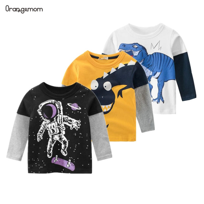 New Spring Children's clothing boy T-shirt wholesale big dinosaur pattern baby clothing mother kids clothes with 100% cotton T