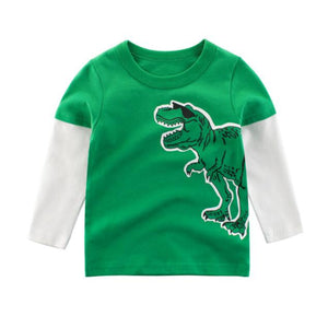 New Spring Children's clothing boy T-shirt wholesale big dinosaur pattern baby clothing mother kids clothes with 100% cotton T