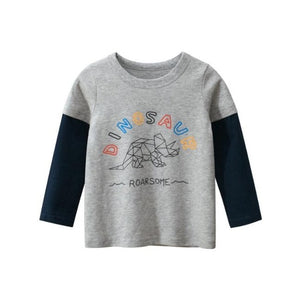 New Spring Children's clothing boy T-shirt wholesale big dinosaur pattern baby clothing mother kids clothes with 100% cotton T