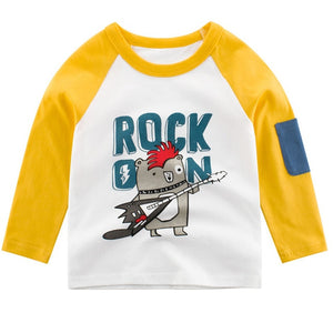 95%COTTON Boys T Shirts Spring Autumn Long Sleeve Tops Kids Dinosaur Sweatshirt Children Boy Shirts Clothing Boys Clothes