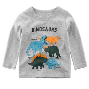 95%COTTON Boys T Shirts Spring Autumn Long Sleeve Tops Kids Dinosaur Sweatshirt Children Boy Shirts Clothing Boys Clothes