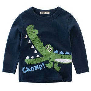 95%COTTON Boys T Shirts Spring Autumn Long Sleeve Tops Kids Dinosaur Sweatshirt Children Boy Shirts Clothing Boys Clothes