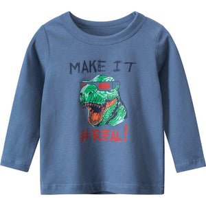 95%COTTON Boys T Shirts Spring Autumn Long Sleeve Tops Kids Dinosaur Sweatshirt Children Boy Shirts Clothing Boys Clothes