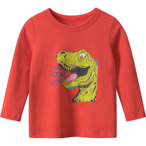 95%COTTON Boys T Shirts Spring Autumn Long Sleeve Tops Kids Dinosaur Sweatshirt Children Boy Shirts Clothing Boys Clothes