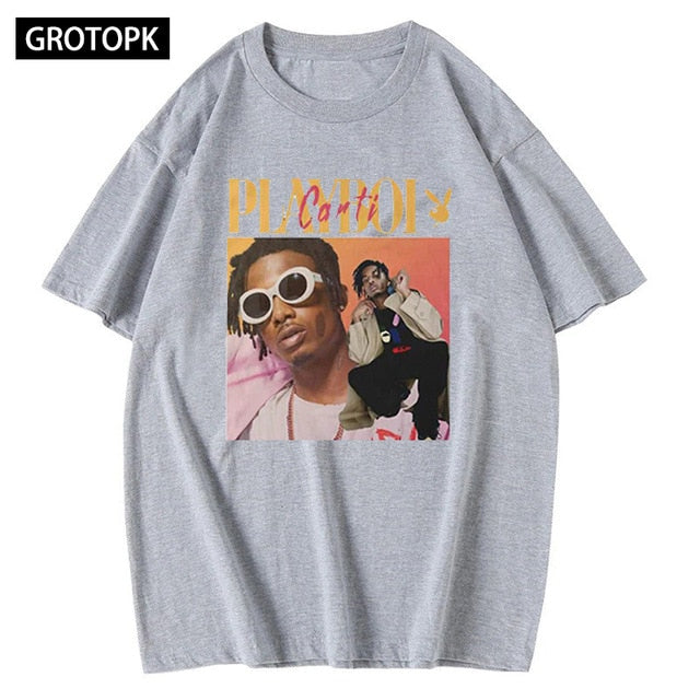 High Quality Vintage Playboi Carti Vintage 90s Merchandise Print Men T Shirt O-neck Casual Cotton T-shirt Man Woman Tees Tops