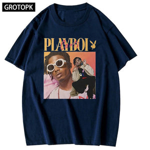 High Quality Vintage Playboi Carti Vintage 90s Merchandise Print Men T Shirt O-neck Casual Cotton T-shirt Man Woman Tees Tops