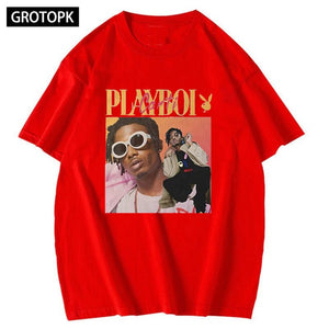 High Quality Vintage Playboi Carti Vintage 90s Merchandise Print Men T Shirt O-neck Casual Cotton T-shirt Man Woman Tees Tops