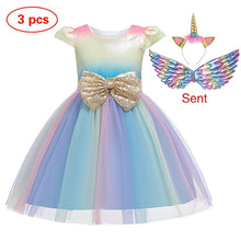 New Elsa Unicorn Dress for Girls Embroidery Ball Gown Baby Girl Princess Birthday Dresses for Party Costumes Children Clothing