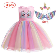 New Elsa Unicorn Dress for Girls Embroidery Ball Gown Baby Girl Princess Birthday Dresses for Party Costumes Children Clothing