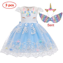 New Elsa Unicorn Dress for Girls Embroidery Ball Gown Baby Girl Princess Birthday Dresses for Party Costumes Children Clothing