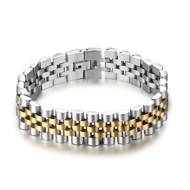 Luxury Gold Color Stainless Steel Bracelet 200mm Wristband Men Jewelry Bracelets Bangles Gift for Him Luxury bracelet