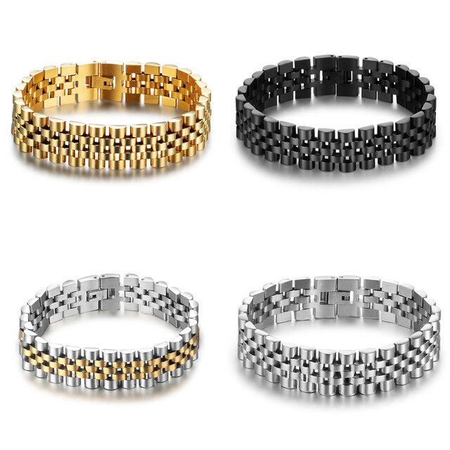Luxury Gold Color Stainless Steel Bracelet 200mm Wristband Men Jewelry Bracelets Bangles Gift for Him Luxury bracelet