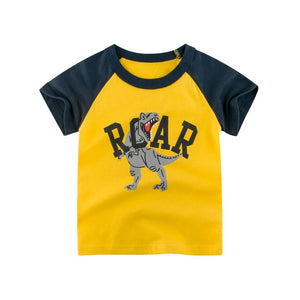 Boys & Girls Cartoon T-shirts Kids Dinosaur Print T Shirt For Boys Children Summer Short Sleeve T-shirt Cotton Tops Clothing