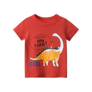 Boys & Girls Cartoon T-shirts Kids Dinosaur Print T Shirt For Boys Children Summer Short Sleeve T-shirt Cotton Tops Clothing