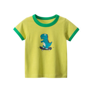 Boys & Girls Cartoon T-shirts Kids Dinosaur Print T Shirt For Boys Children Summer Short Sleeve T-shirt Cotton Tops Clothing