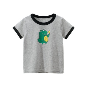 Boys & Girls Cartoon T-shirts Kids Dinosaur Print T Shirt For Boys Children Summer Short Sleeve T-shirt Cotton Tops Clothing