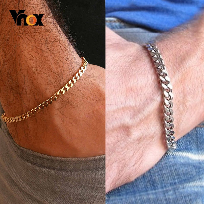 Vnox Mens Simple 3-11mm Stainless Steel Curb Cuban Link Chain Bracelets for Women Unisex Wrist Jewelry Gifts