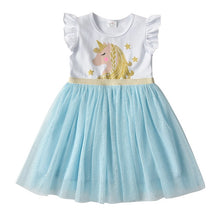 DXTON Girls Clothes 2020 New Summer Princess Dresses Flying Sleeve Kids Dress Unicorn Party Girls Dresses Children Clothing 3-8Y