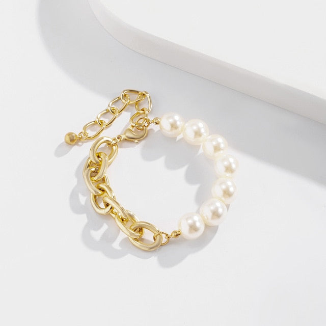 PuRui 4pcs Punk Curb Cuban Chain Bracelets Set for Women Miami Boho Thick Gold Color Charm Bracelets Bangles Fashion Jewelry