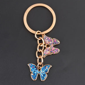 New Colorful Enamel Butterfly Keychain Insects Car Key Women Bag Accessories Jewelry Gifts