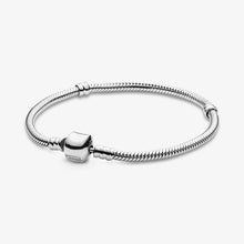 Charms 925 Sterling Solid Silver Bracelet Heart T-Bar Cuff Chain Sparkling Blue Disc Clasp Snake Chain Bracelet Women Jewelry